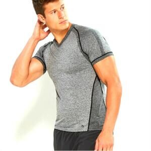 Blanc Noir Men's Athletic Shirt Small Gray Seamless Athleisure Colorblock NEW